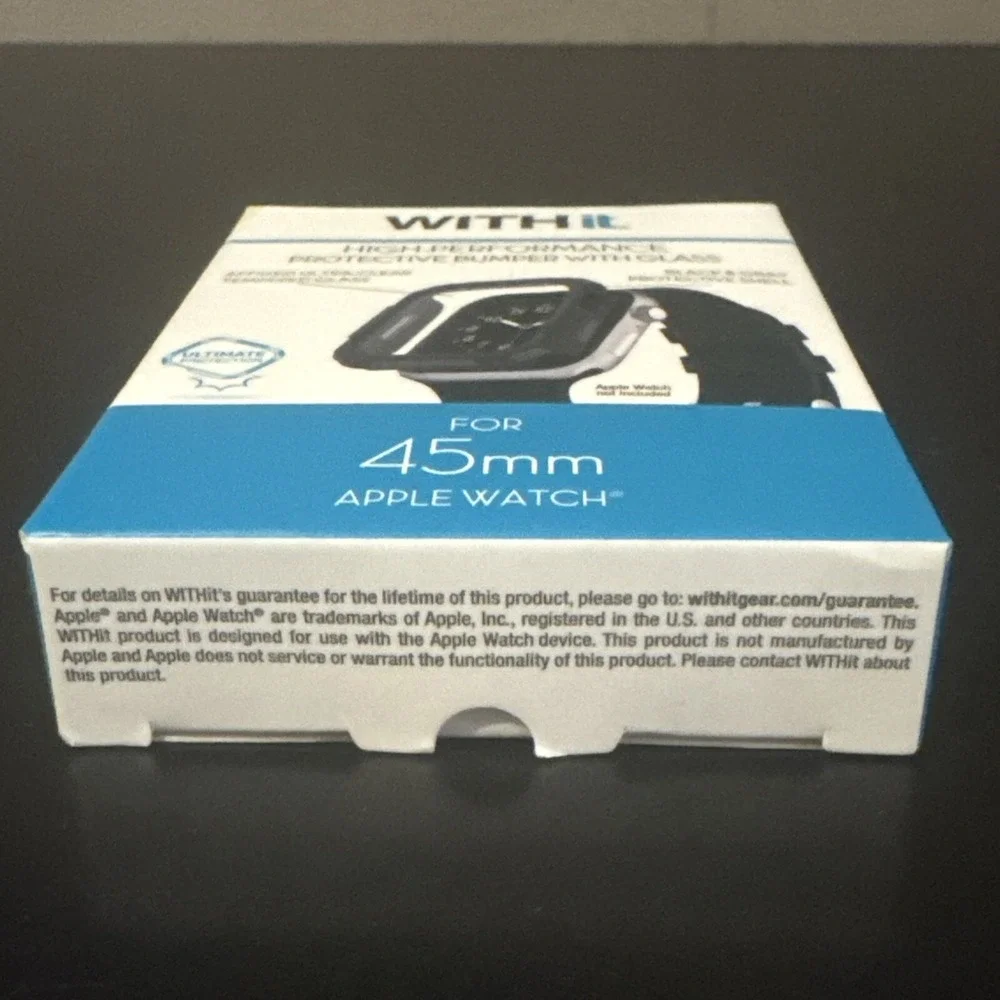NEW WITHit Dual Layer Full Protection Cover Bumper w/ Glass for 45MM Apple Watch